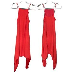 MinkPink Size S Coral Pink Strapless Flowy Irregular Hem Vacation Summer Dress
